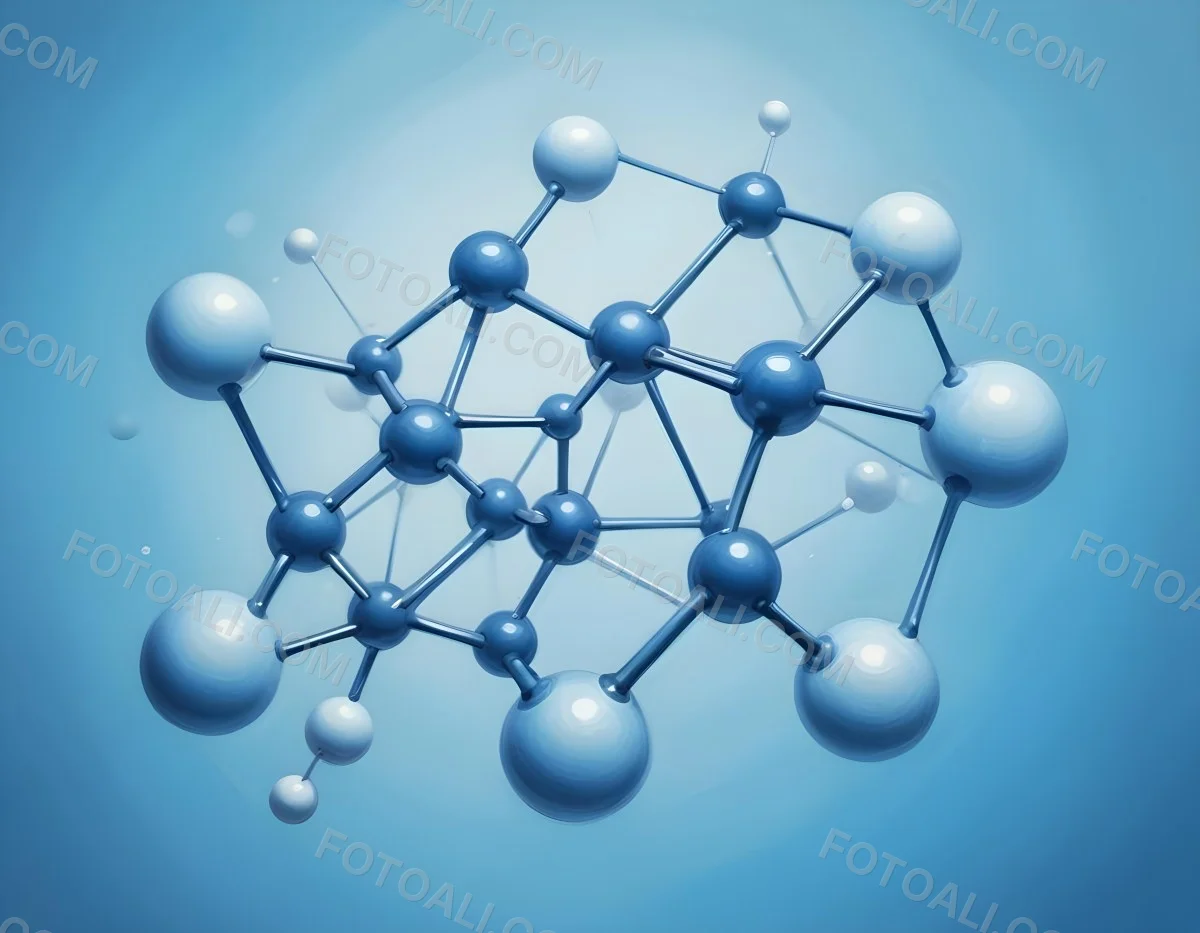 3d Model Molecular Structure With Interconnected Spheres And Rods Light Blue Color Scheme Scientific Visualization Clean And Minimalist Design Soft Lighting Abstract Background With Blurred Spheres Figure Octane 8 4f45