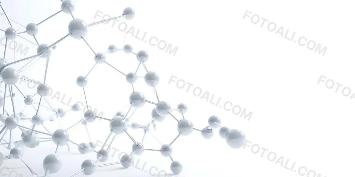 3d Model Molecular Structure With Interconnected Spheres And Rods Transparent Material Soft Shadows White Background Scientific Visualization Minimalist Composition Clean Aesthetic Modern Design Conceptual Rep 24 B73a