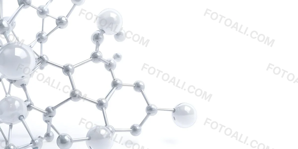 3d Model Molecular Structure With Interconnected Spheres And Rods Transparent Material Soft Shadows White Background Scientific Visualization Minimalist Composition Clean Aesthetic Modern Design Conceptual Rep 30 F536