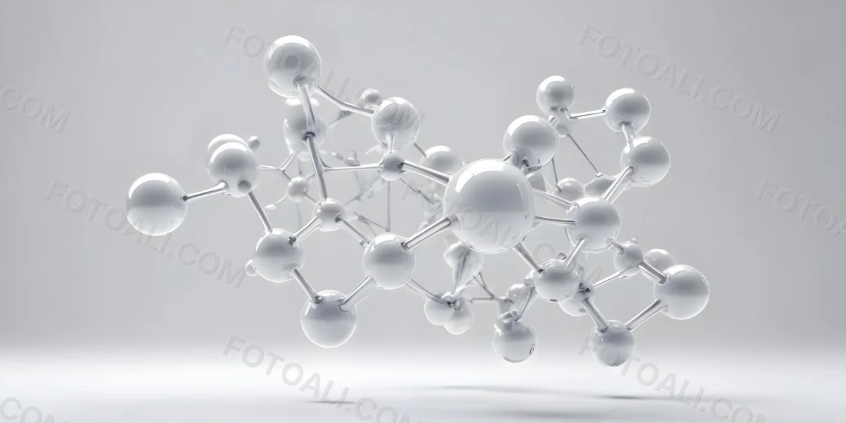 3d Model Molecular Structure With Interconnected Spheres And Rods Transparent Material Soft Shadows White Background Scientific Visualization Minimalist Composition Clean Aesthetic Modern Design Conceptual Rep 34 9931