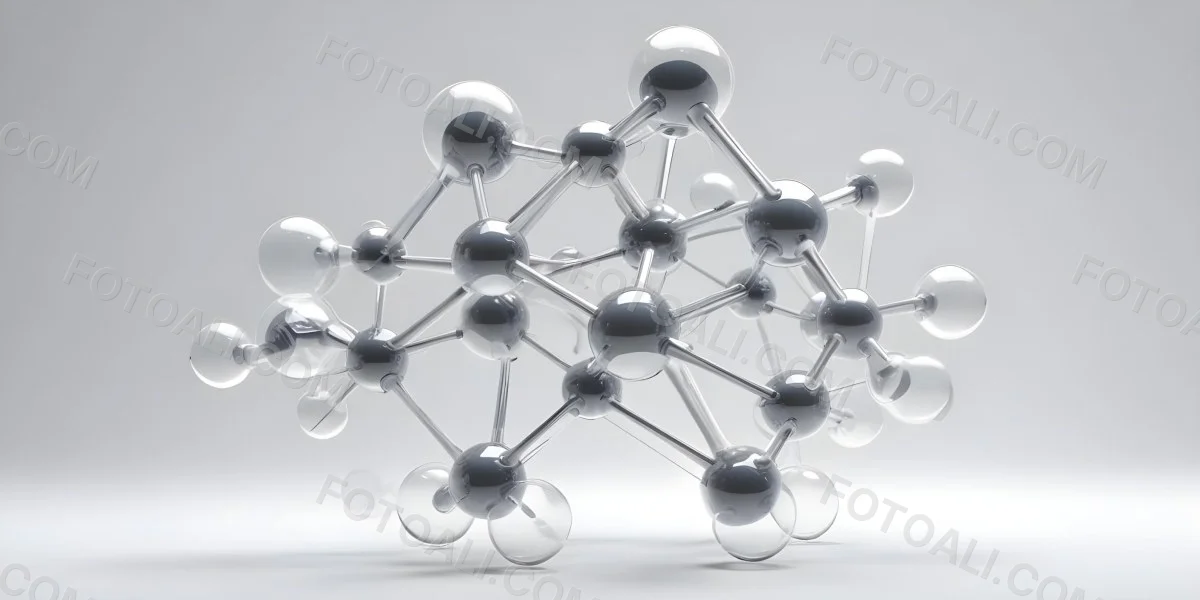 3d Model Molecular Structure With Interconnected Spheres And Rods Transparent Material Soft Shadows White Background Scientific Visualization Minimalist Composition Clean Aesthetic Modern Design Conceptual Rep 4 1f81