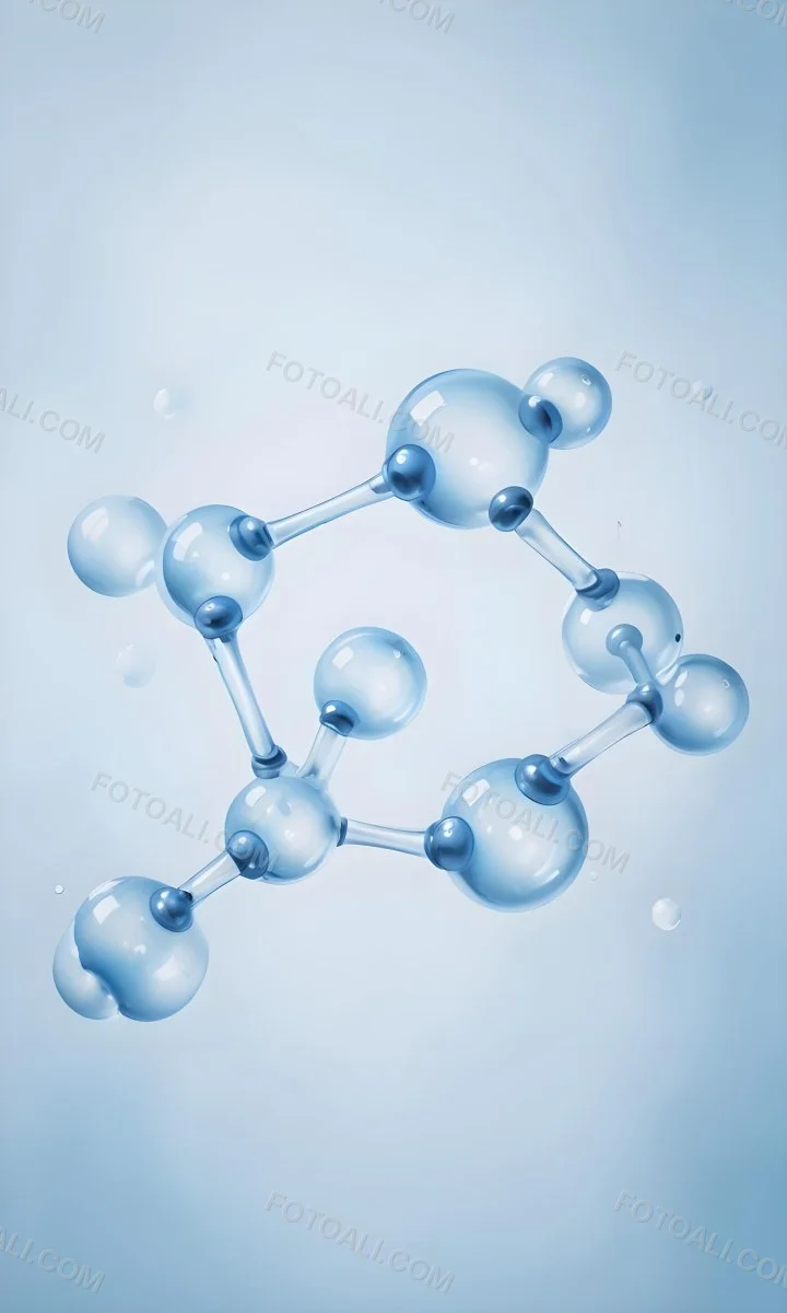 3d Model Molecular Structure With Interconnected Spheres Transparent Material Light Blue Color Scientific Representation Clean And Minimalist Design Soft Lighting Abstract Background Figure Octane Render Volumet 20 Ace3