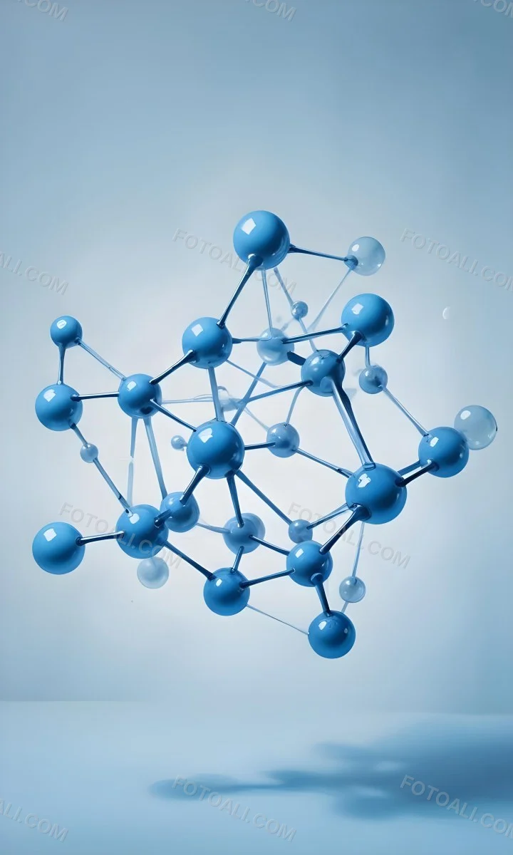 3d Model Molecular Structure With Interconnected Spheres Transparent Material Light Blue Color Scientific Representation Clean And Minimalist Design Soft Lighting Abstract Background Figure Octane Render Volumet 3 0a7f