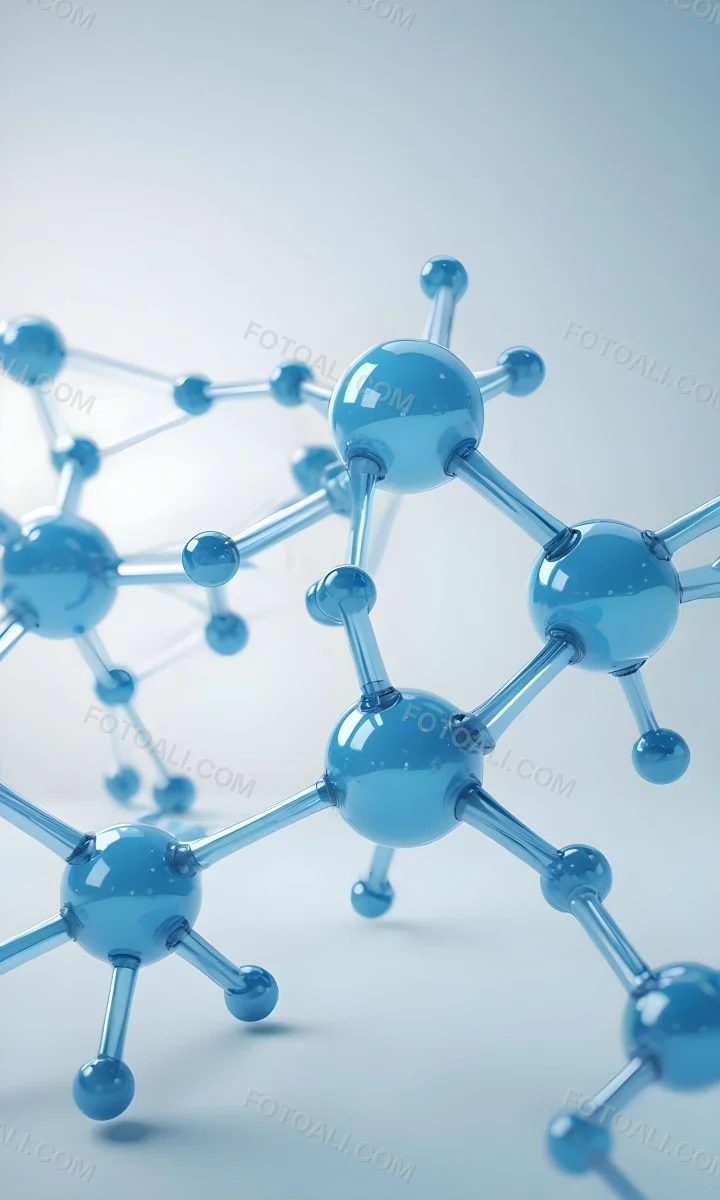 3d Model Molecular Structure With Interconnected Spheres Transparent Material Light Blue Color Scientific Representation Clean And Minimalist Design Soft Lighting Abstract Background Figure Octane Render Volumet 39 59f0