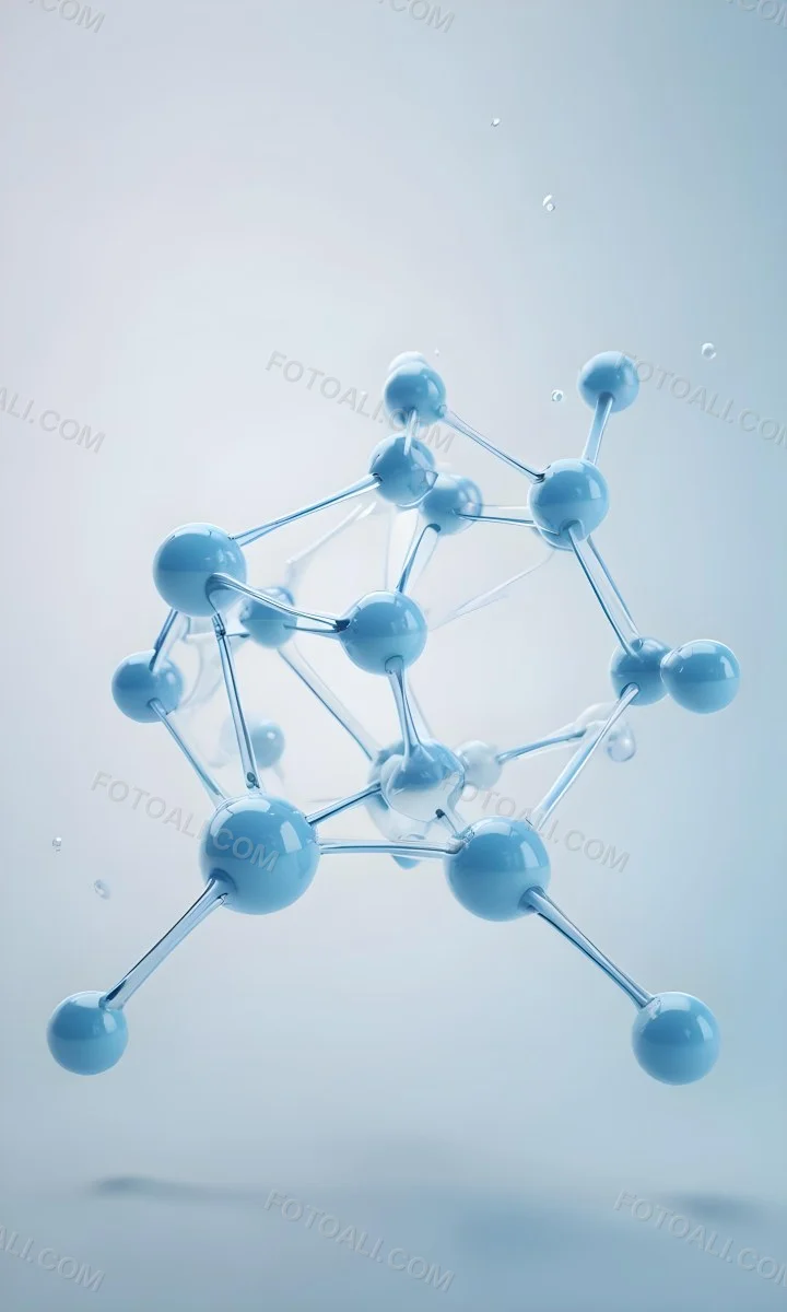 3d Model Molecular Structure With Interconnected Spheres Transparent Material Light Blue Color Scientific Representation Clean And Minimalist Design Soft Lighting Abstract Background Figure Octane Render Volumet 45 7125