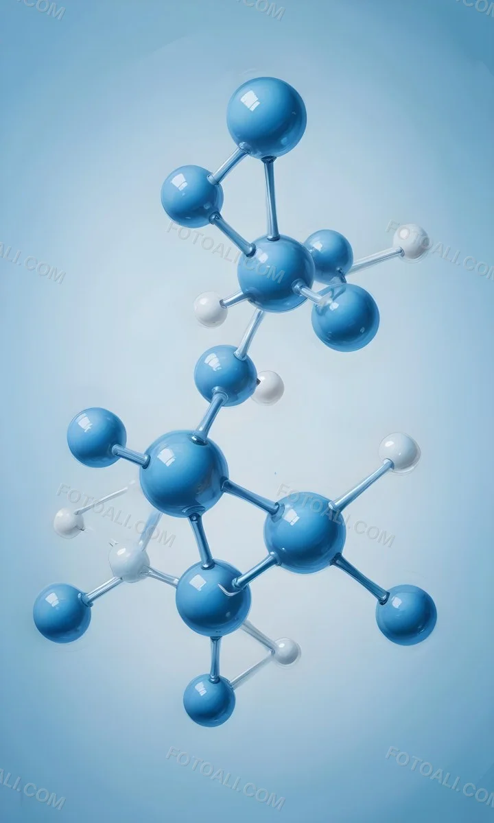 3d Model Molecular Structure With Interconnected Spheres Transparent Material Light Blue Color Scientific Representation Clean And Minimalist Design Soft Lighting Abstract Background Figure Octane Render Volumet 6 4d84
