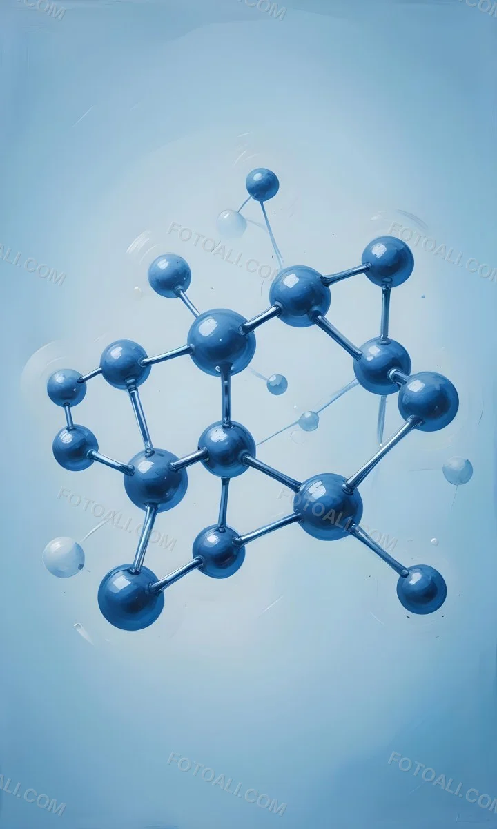 3d Model Molecular Structure With Interconnected Spheres Transparent Material Light Blue Color Scientific Representation Clean And Minimalist Design Soft Lighting Abstract Background Figure Octane Render Volumet 7 595a