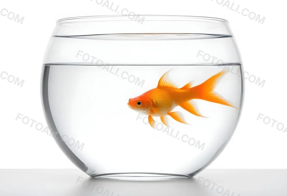 3d Model Orange Goldfish Swimming In A Clear Glass Bowl Filled With Water Set Against A Bright White Background Figure Octane Render Volumetric Highly Detailed Videogame Aesthetic 24 17c4