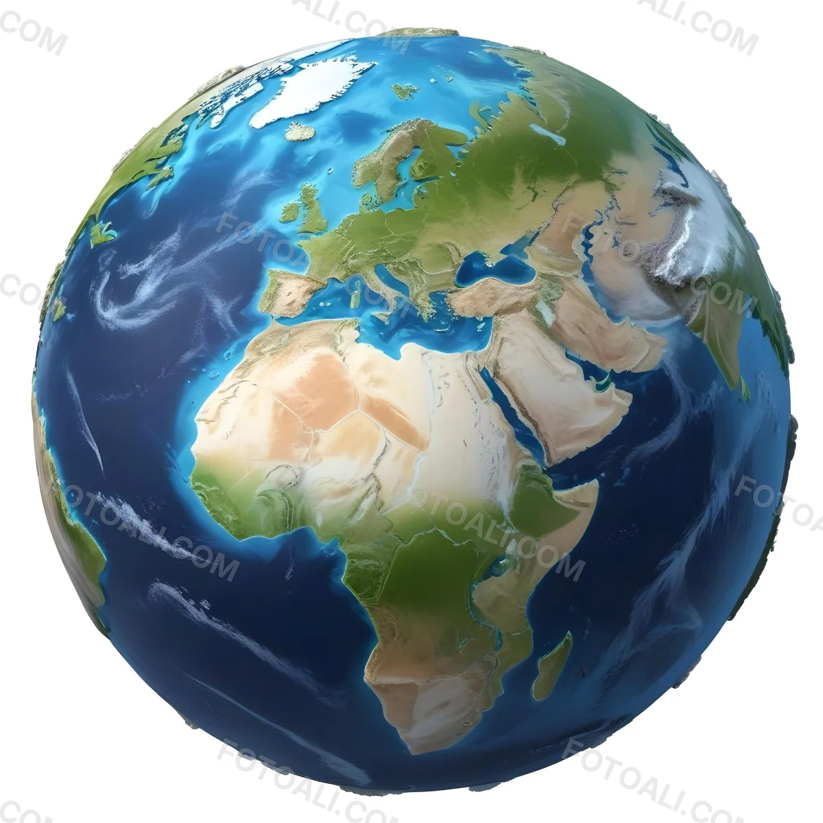 3d Model Planet Earth With Detailed Continents Oceans And Ice Caps Showcasing Europe Africa And Parts Of Asia Isolated On A White Background Figure Octane Render Volumetric Highly Detailed Videogame Aesthet 19 92ae