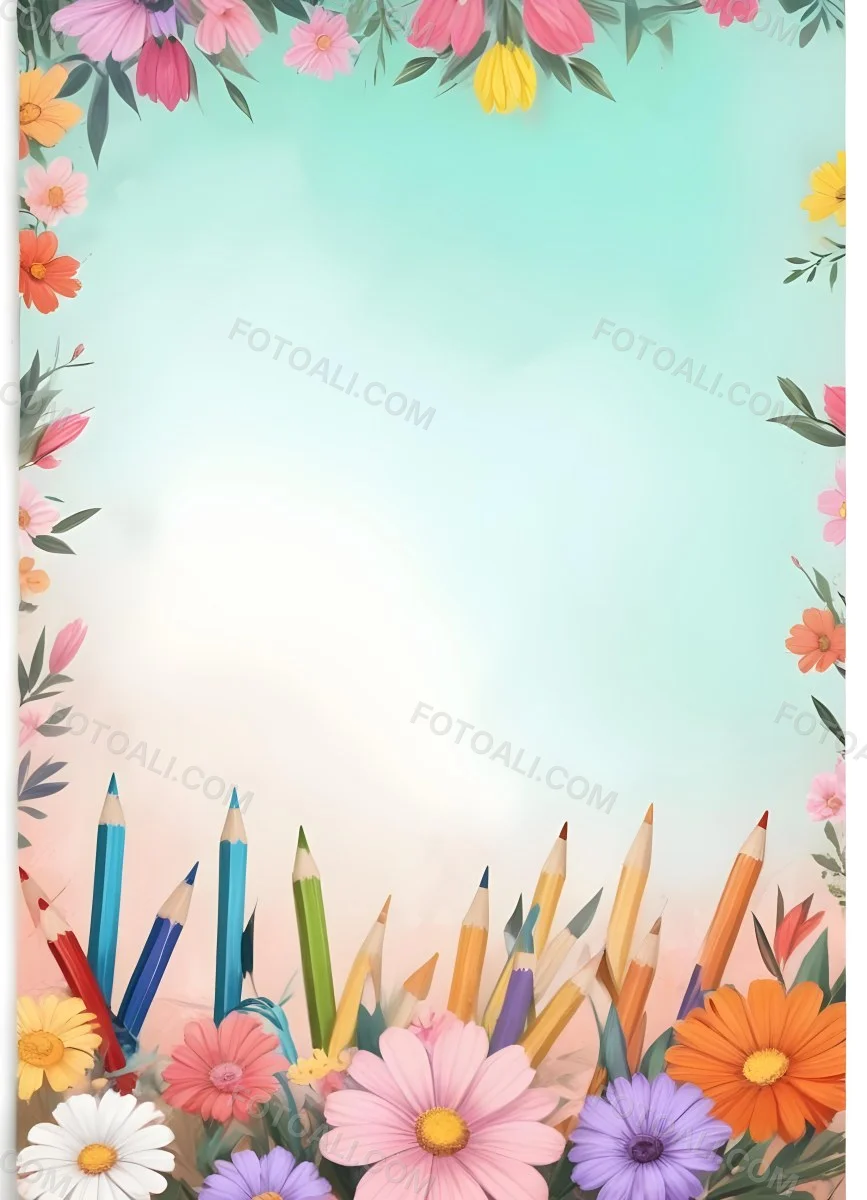 3d Model School Background With Flowers And Pencils Figure Octane Render Volumetric Highly Detailed Videogame Aesthetic 37 566c