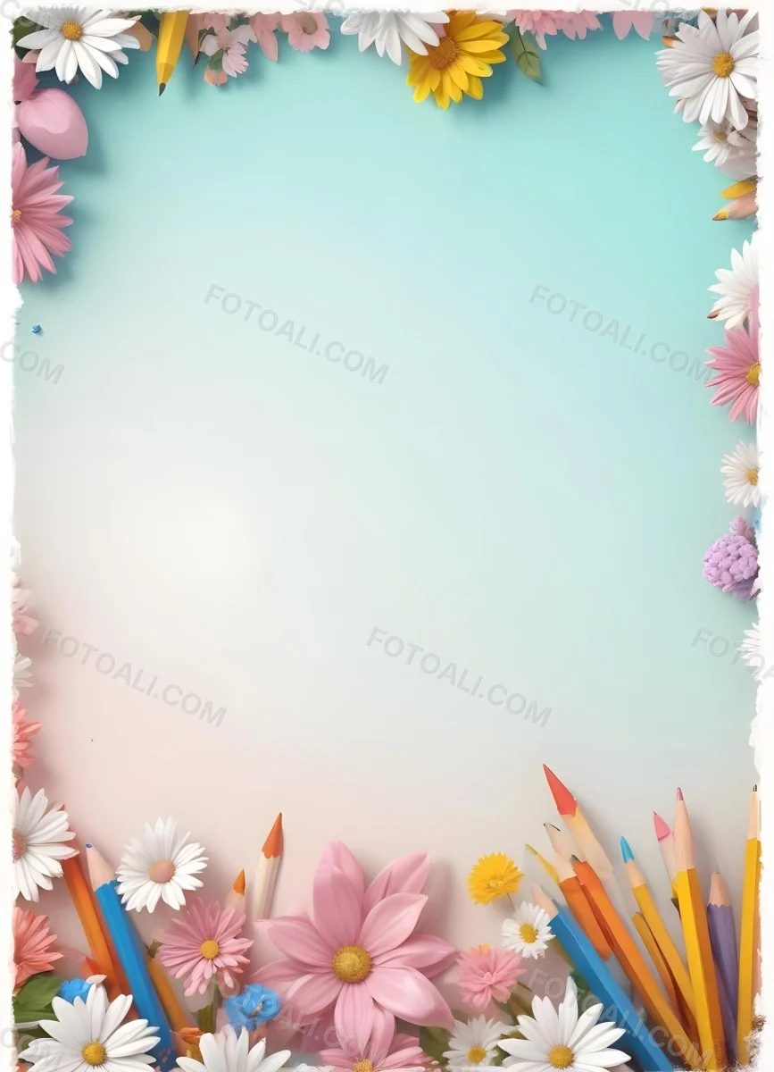 3d Model School Background With Flowers And Pencils Figure Octane Render Volumetric Highly Detailed Videogame Aesthetic 38 4dae