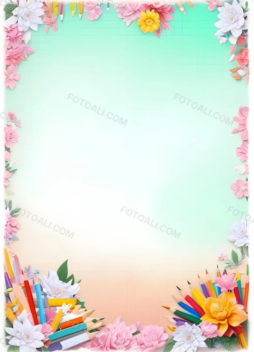 3d Model School Background With Flowers And Pencils Figure Octane Render Volumetric Highly Detailed Videogame Aesthetic 40 3a7f