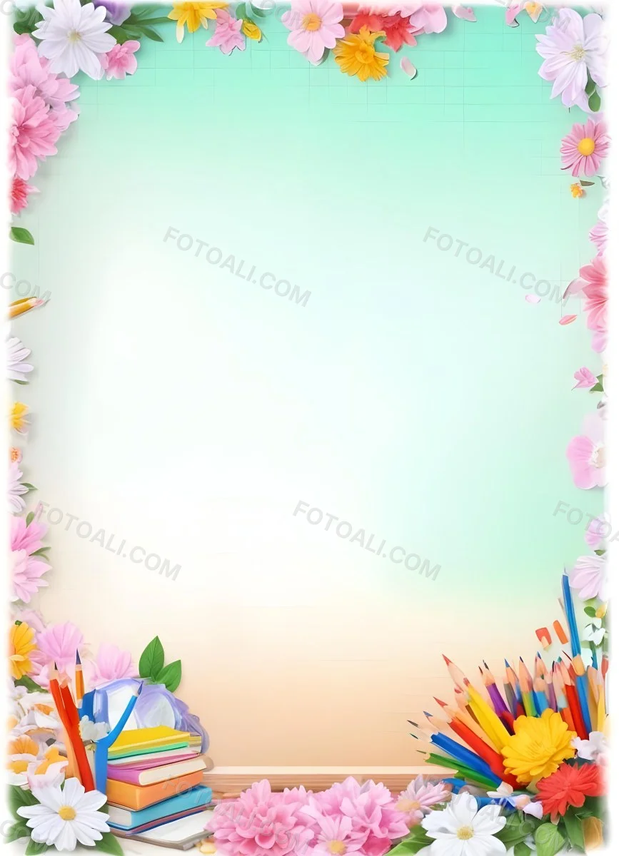 3d Model School Background With Flowers And Pencils Figure Octane Render Volumetric Highly Detailed Videogame Aesthetic 44 2b89