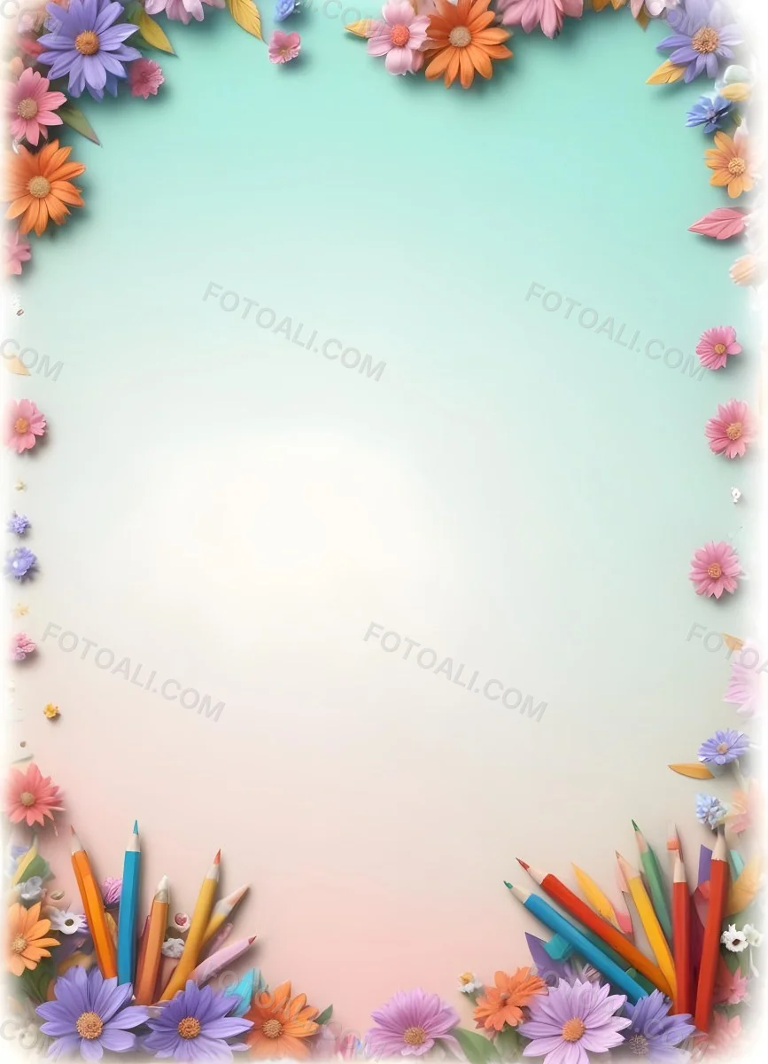 3d Model School Background With Flowers And Pencils Figure Octane Render Volumetric Highly Detailed Videogame Aesthetic 82 203b