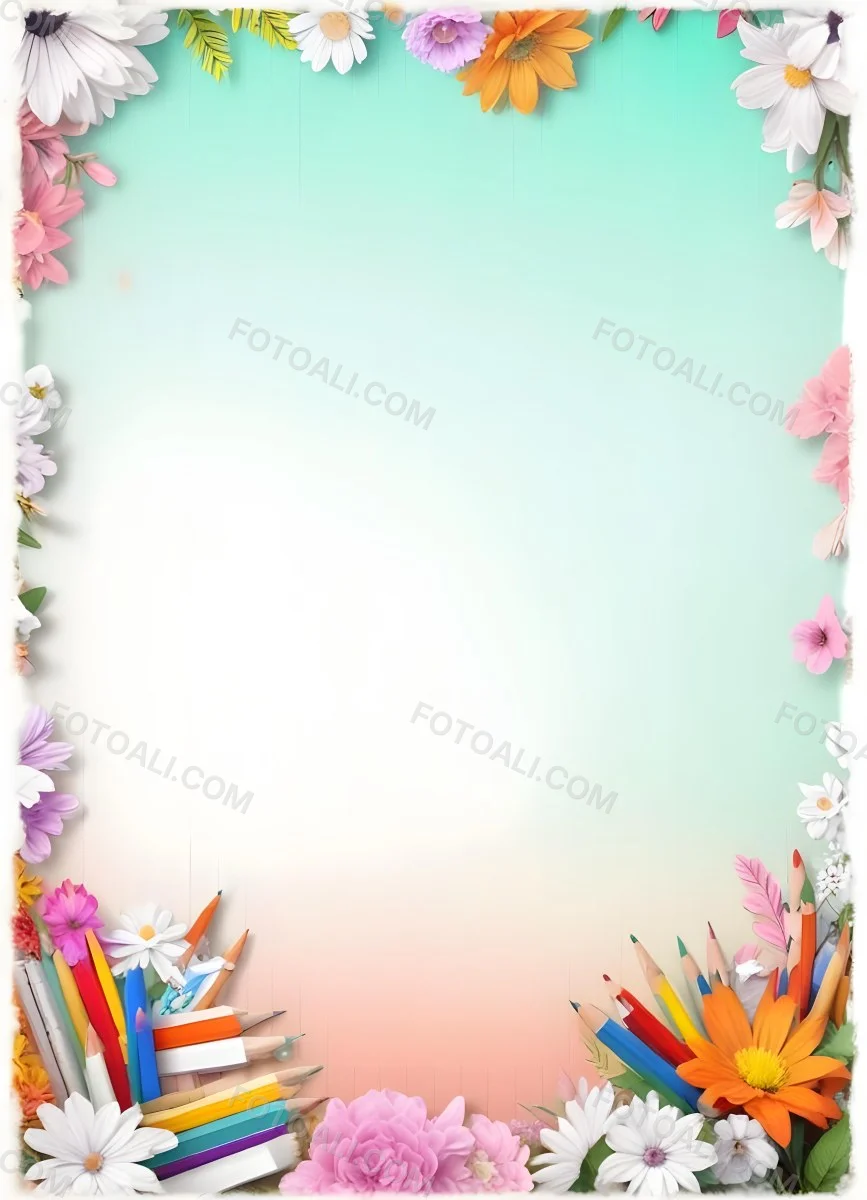 3d Model School Background With Flowers And Pencils Figure Octane Render Volumetric Highly Detailed Videogame Aesthetic 87 7a90
