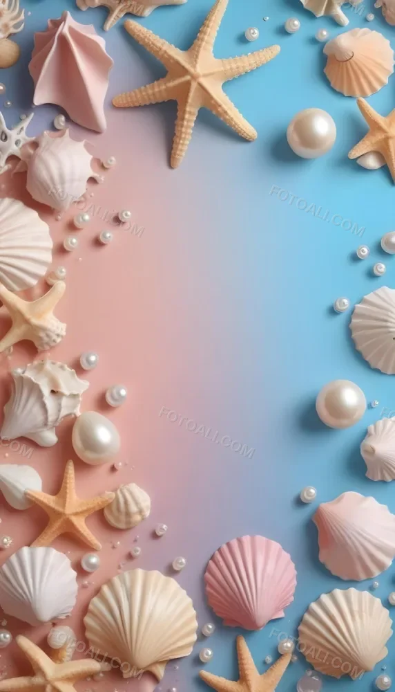 3d Model Seashells Pearls And Other Marine Elements On A Pastel Colored Background Figure Octane Render Volumetric Highly Detailed Videogame Aesthetic 11 9914