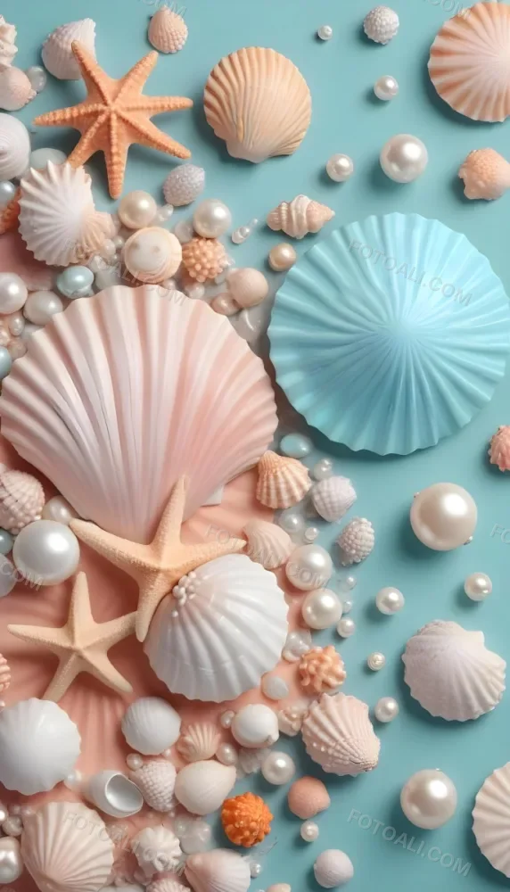 3d Model Seashells Pearls And Other Marine Elements On A Pastel Colored Background Figure Octane Render Volumetric Highly Detailed Videogame Aesthetic 12 9fd2