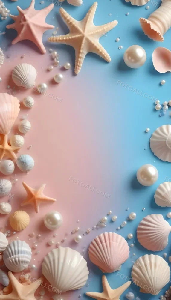 3d Model Seashells Pearls And Other Marine Elements On A Pastel Colored Background Figure Octane Render Volumetric Highly Detailed Videogame Aesthetic 15 4642