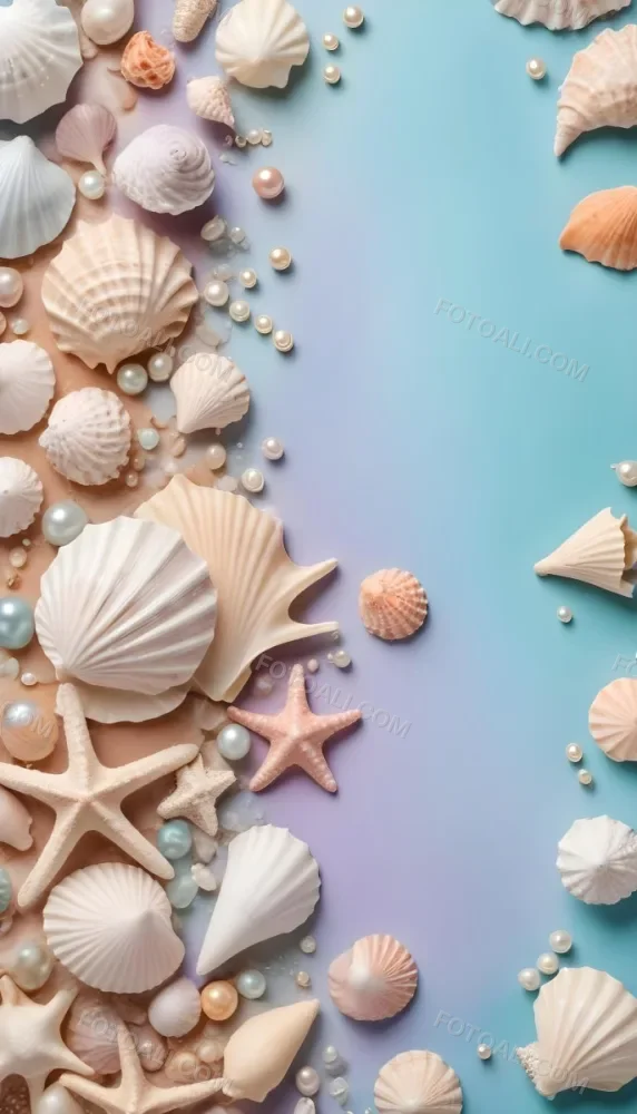 3d Model Seashells Pearls And Other Marine Elements On A Pastel Colored Background Figure Octane Render Volumetric Highly Detailed Videogame Aesthetic 16 0f61