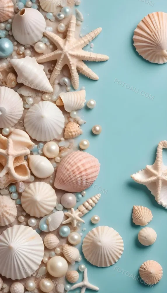 3d Model Seashells Pearls And Other Marine Elements On A Pastel Colored Background Figure Octane Render Volumetric Highly Detailed Videogame Aesthetic 3 Fac8
