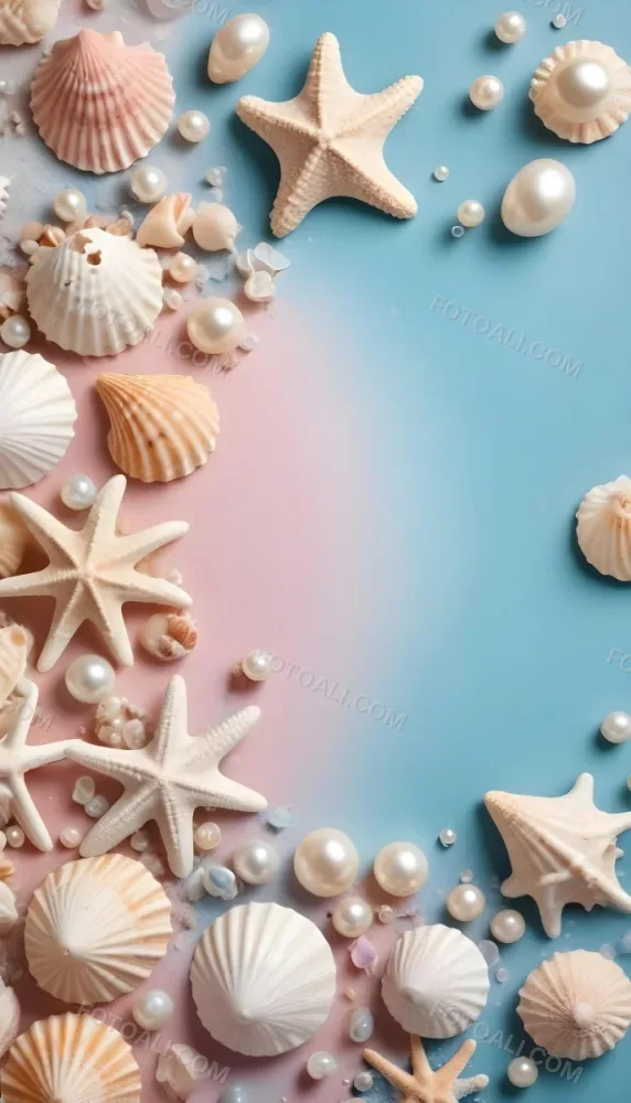 3d Model Seashells Pearls And Other Marine Elements On A Pastel Colored Background Figure Octane Render Volumetric Highly Detailed Videogame Aesthetic 4 B0c2