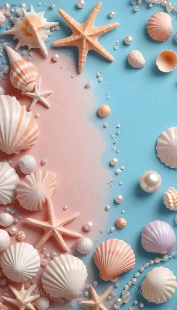 3d Model Seashells Pearls And Other Marine Elements On A Pastel Colored Background Figure Octane Render Volumetric Highly Detailed Videogame Aesthetic 9 D970