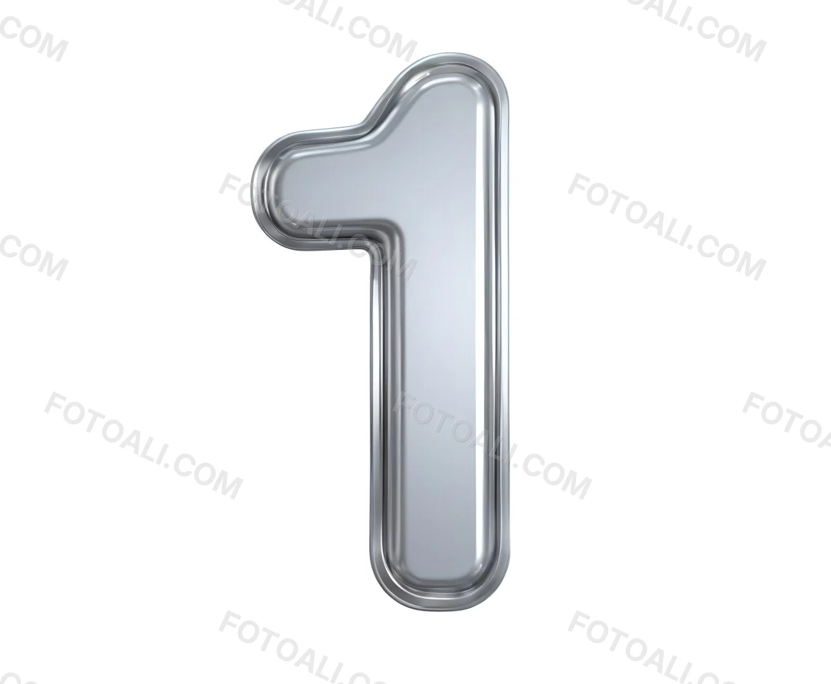 3d Model Silver Number One With Rounded Edges Metallic Finish Smooth Surface Subtle Reflections Clean Design Minimalist Style Isolated On White Background Figure Octane Render Volumetric Highly Detailed Videogame 1 C293