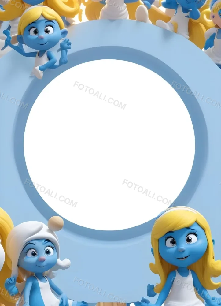 3d Model Smurfette And Other Smurfs Around A White Circle Light Blue Background Figure Octane Render Volumetric Highly Detailed Videogame Aesthetic 19 Ee4f