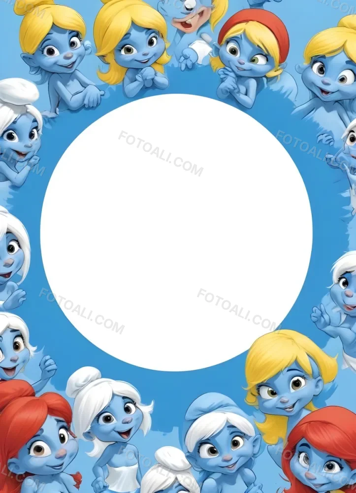 3d Model Smurfette And Other Smurfs Around A White Circle Light Blue Background Figure Octane Render Volumetric Highly Detailed Videogame Aesthetic 23 3264