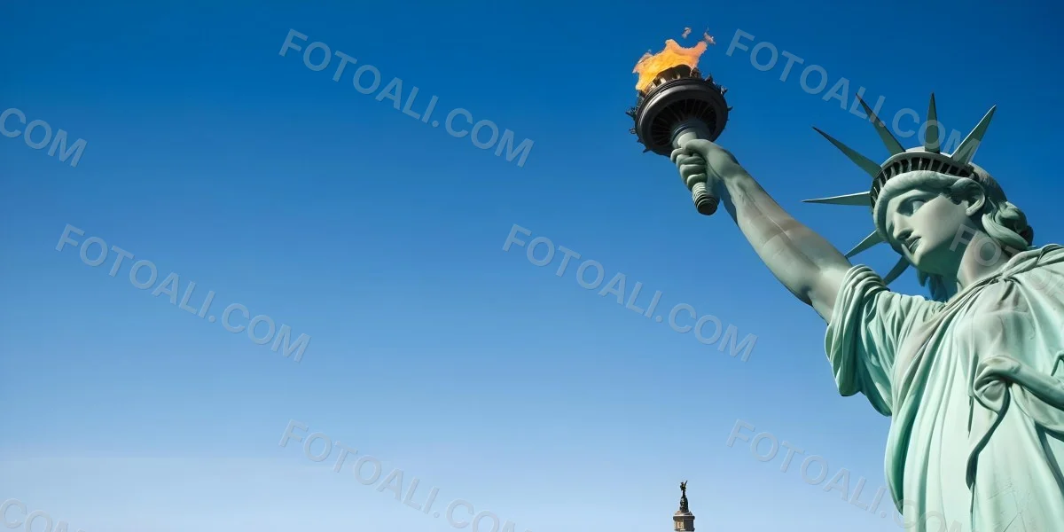 3d Model Statue Of Liberty Arm Holding The Torch Blue Sky Background Figure Octane Render Volumetric Highly Detailed Videogame Aesthetic 23 E200