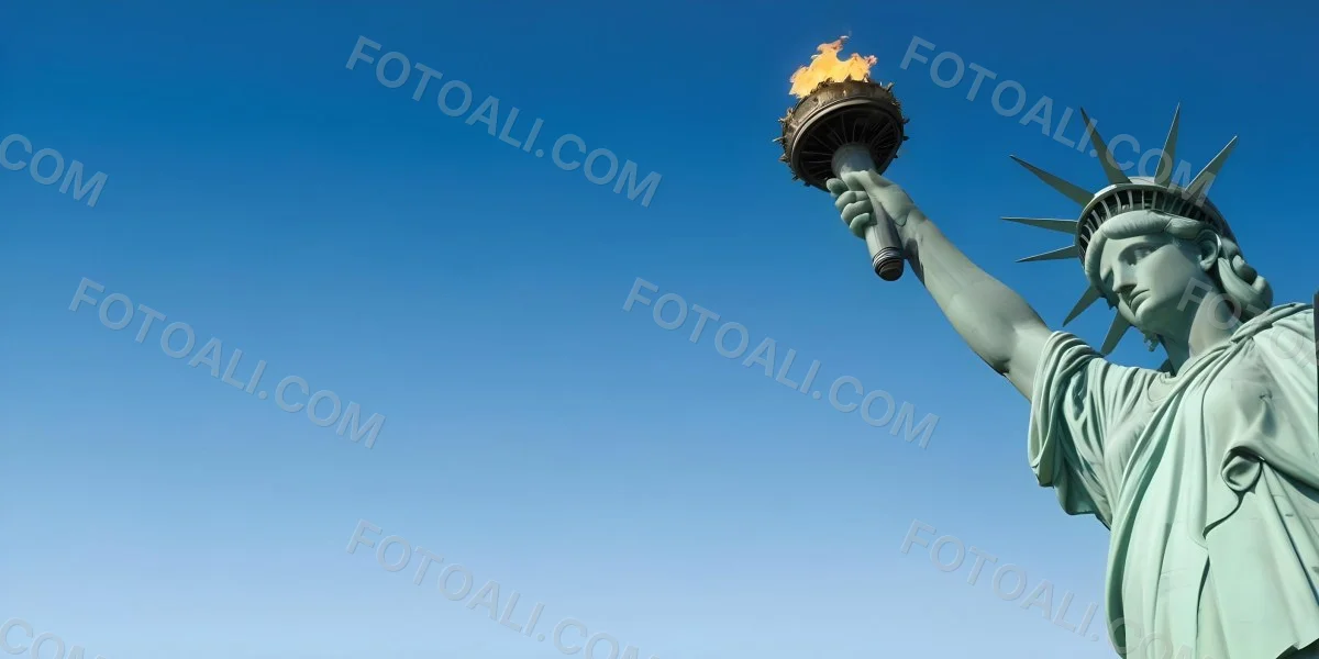 3d Model Statue Of Liberty Arm Holding The Torch Blue Sky Background Figure Octane Render Volumetric Highly Detailed Videogame Aesthetic 43 8055