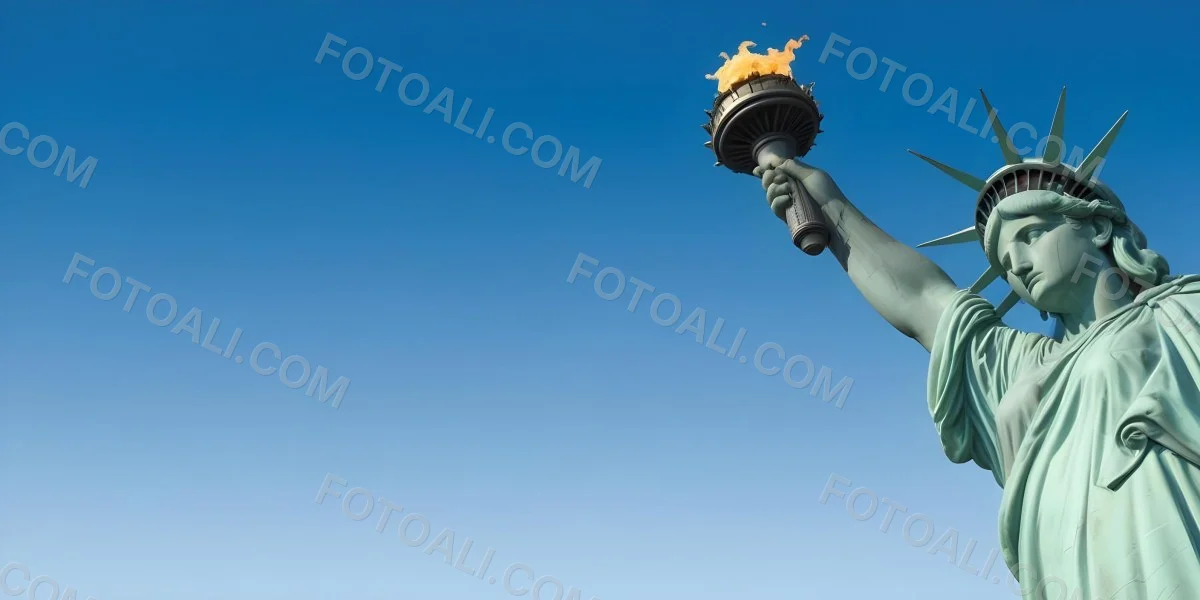 3d Model Statue Of Liberty Arm Holding The Torch Blue Sky Background Figure Octane Render Volumetric Highly Detailed Videogame Aesthetic 44 0590