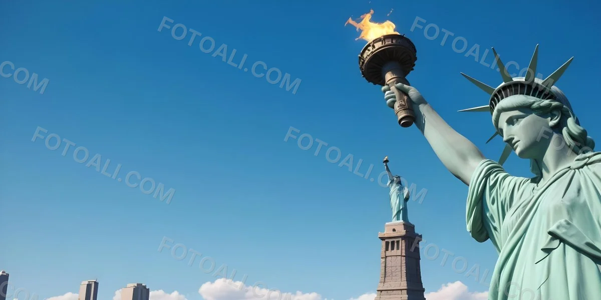 3d Model Statue Of Liberty Arm Holding The Torch Blue Sky Background Figure Octane Render Volumetric Highly Detailed Videogame Aesthetic 45 1d70