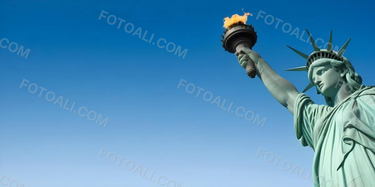 3d Model Statue Of Liberty Arm Holding The Torch Blue Sky Background Figure Octane Render Volumetric Highly Detailed Videogame Aesthetic 7 4cde