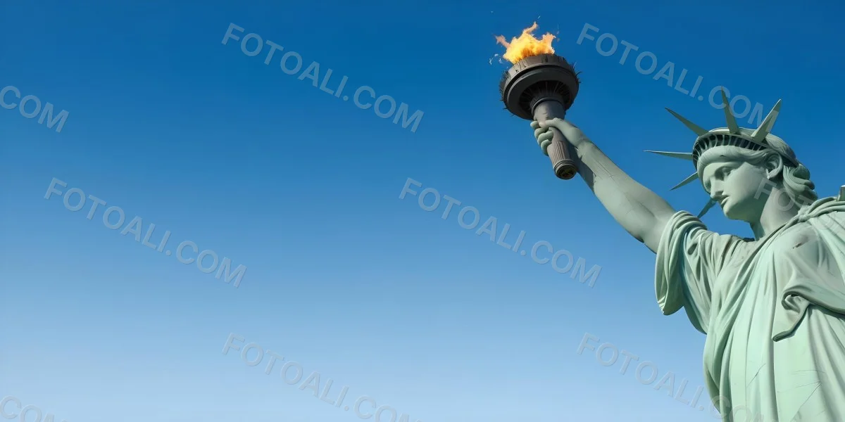 3d Model Statue Of Liberty Arm Holding The Torch Blue Sky Background Figure Octane Render Volumetric Highly Detailed Videogame Aesthetic 8 126e