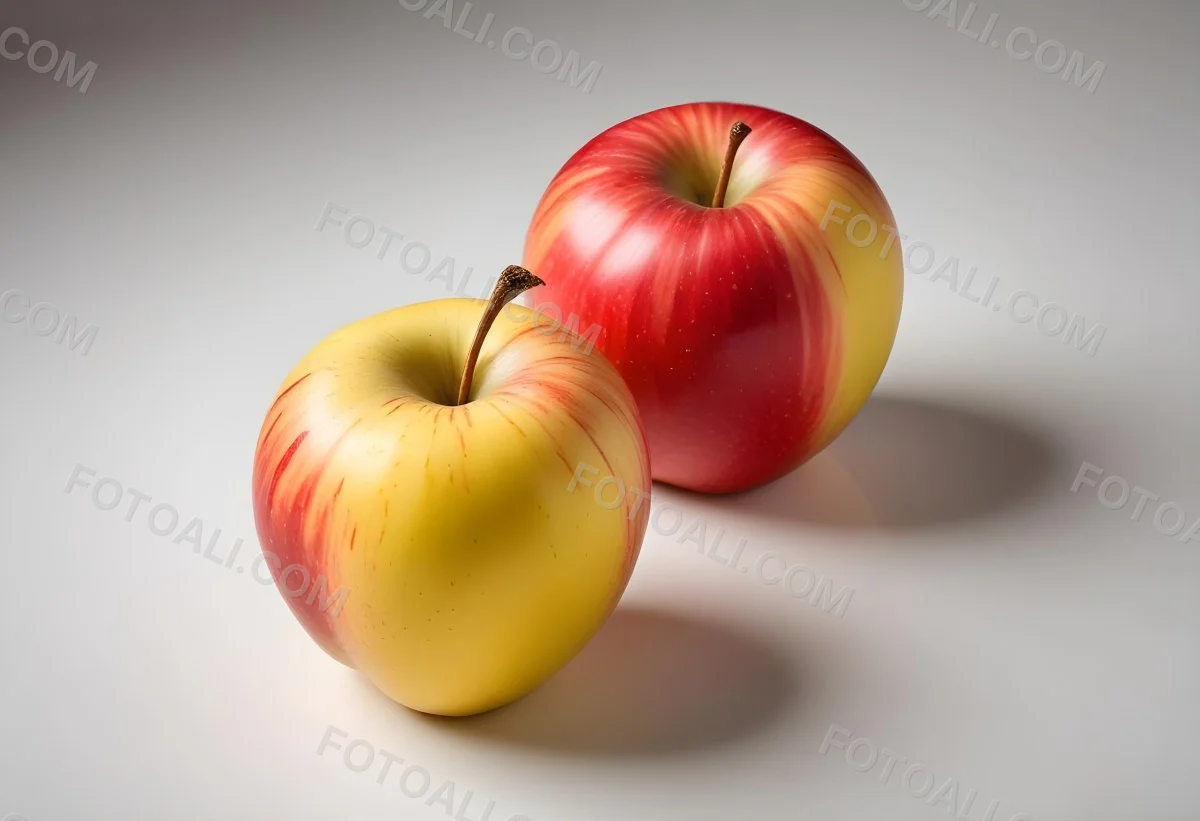 3d Model Two Red And Yellow Apples On A Light Back 104 6711
