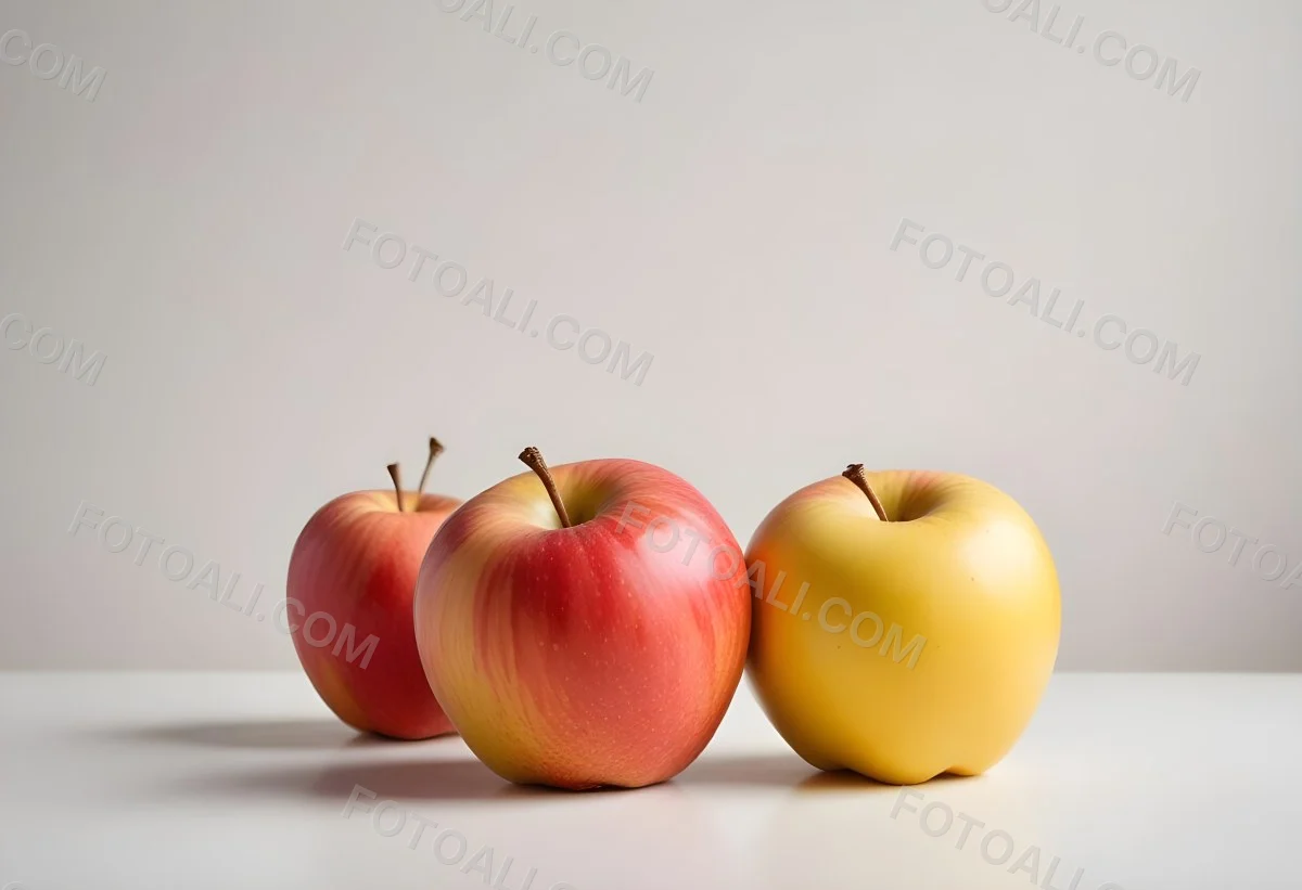 3d Model Two Red And Yellow Apples On A Light Back 113 48fb
