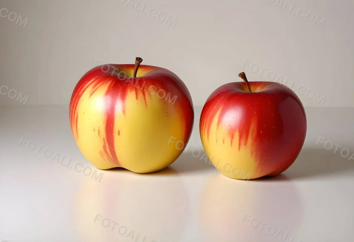 3d Model Two Red And Yellow Apples On A Light Back 56 6c84