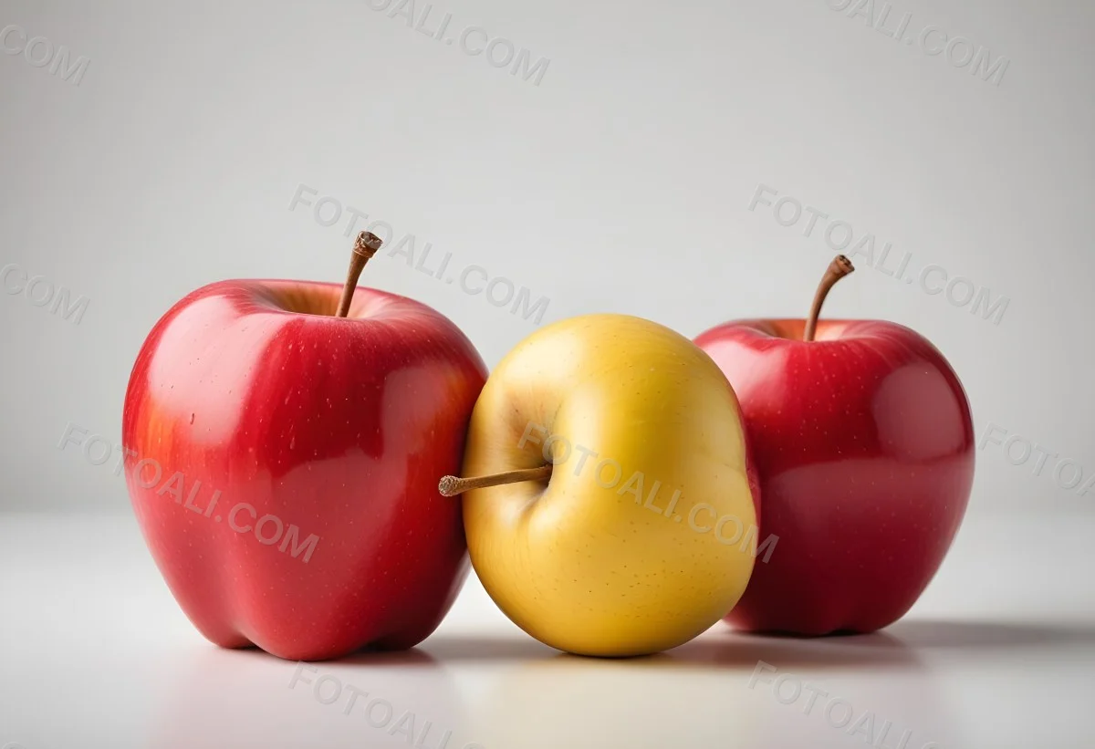 3d Model Two Red And Yellow Apples On A Light Back 84 C83d