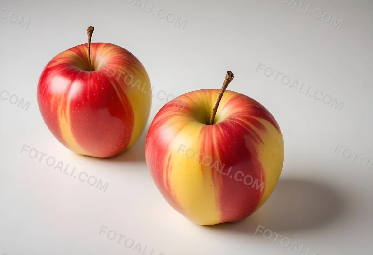 3d Model Two Red And Yellow Apples On A Light Back 91 18cc