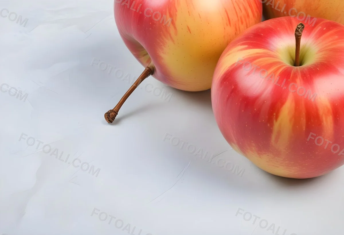 3d Model Two Red And Yellow Apples On A Light Back 95 Ad37
