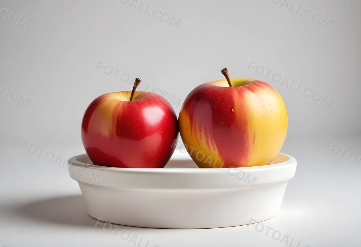 3d Model Two Red And Yellow Apples On A Light Back 96 0c3a