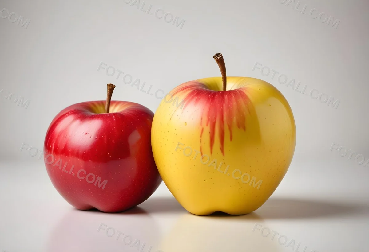 3d Model Two Red And Yellow Apples On A Light Back 98 6575