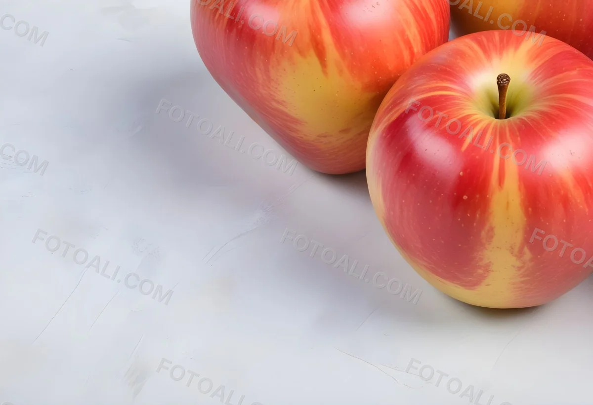 3d Model Two Red And Yellow Apples On A Light Back 99 9659