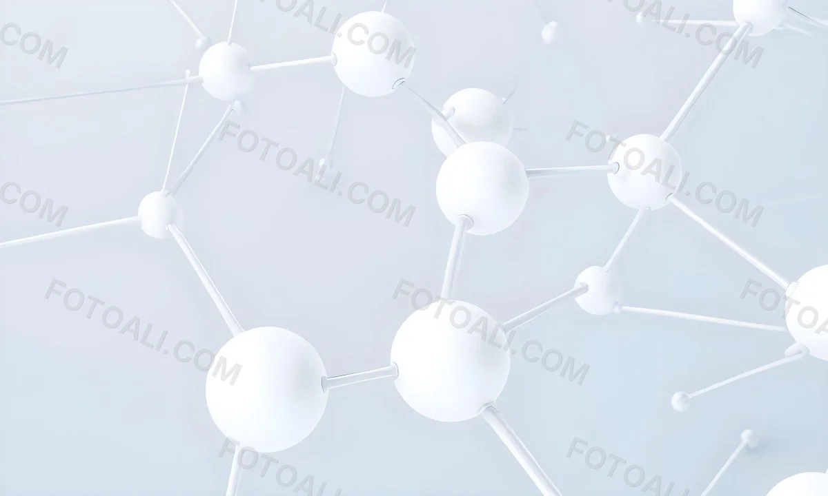 3d Model White Spheres Connected By Thin Rods Forming A Molecular Structure Soft Lighting Clean And Minimalist Design Scientific Visualization Abstract Representation Light Blue Background Figure Octane Render 10 Bca0
