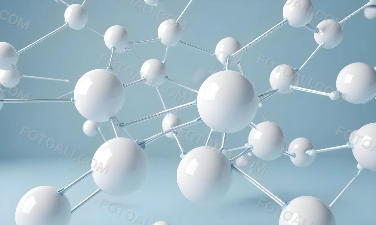 3d Model White Spheres Connected By Thin Rods Forming A Molecular Structure Soft Lighting Clean And Minimalist Design Scientific Visualization Abstract Representation Light Blue Background Figure Octane Render 15 3562