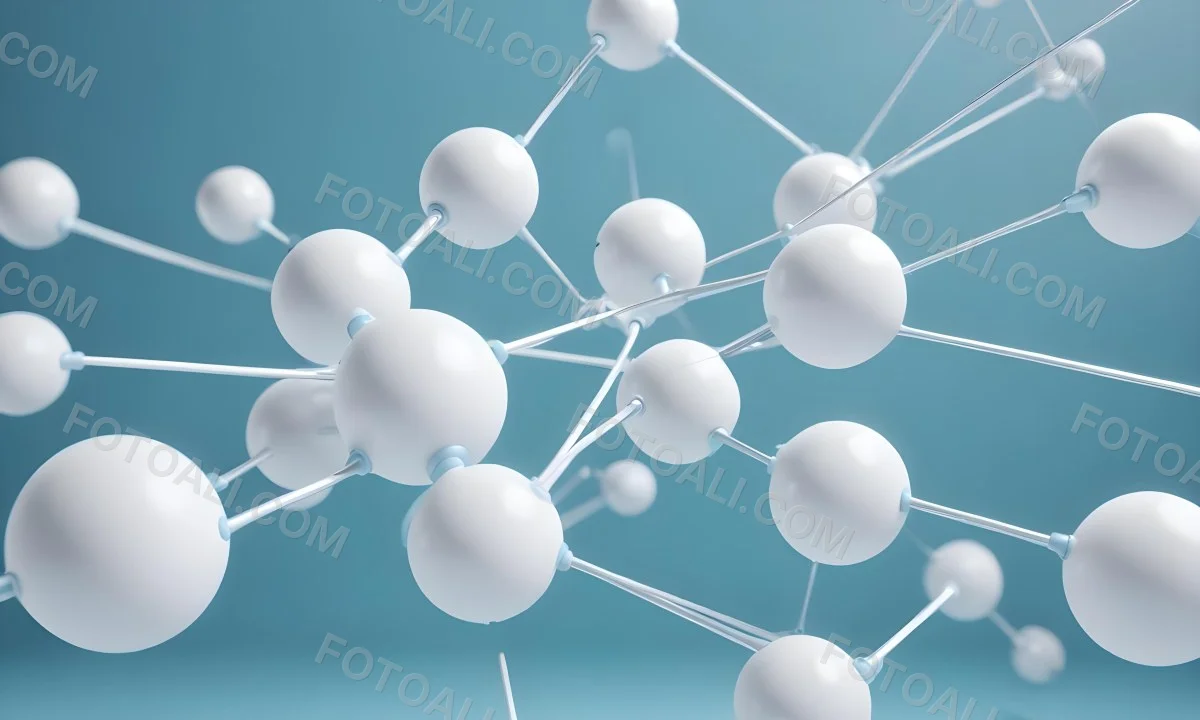 3d Model White Spheres Connected By Thin Rods Forming A Molecular Structure Soft Lighting Clean And Minimalist Design Scientific Visualization Abstract Representation Light Blue Background Figure Octane Render 20 C0be