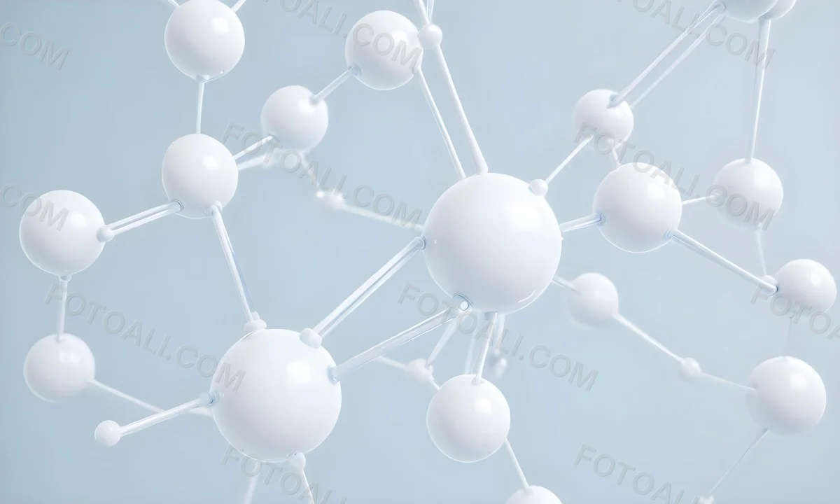 3d Model White Spheres Connected By Thin Rods Forming A Molecular Structure Soft Lighting Clean And Minimalist Design Scientific Visualization Abstract Representation Light Blue Background Figure Octane Render 31 62d3