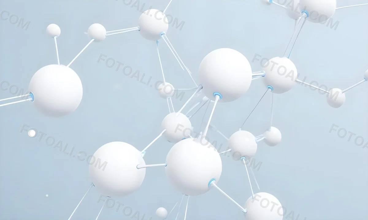 3d Model White Spheres Connected By Thin Rods Forming A Molecular Structure Soft Lighting Clean And Minimalist Design Scientific Visualization Abstract Representation Light Blue Background Figure Octane Render 4 513a