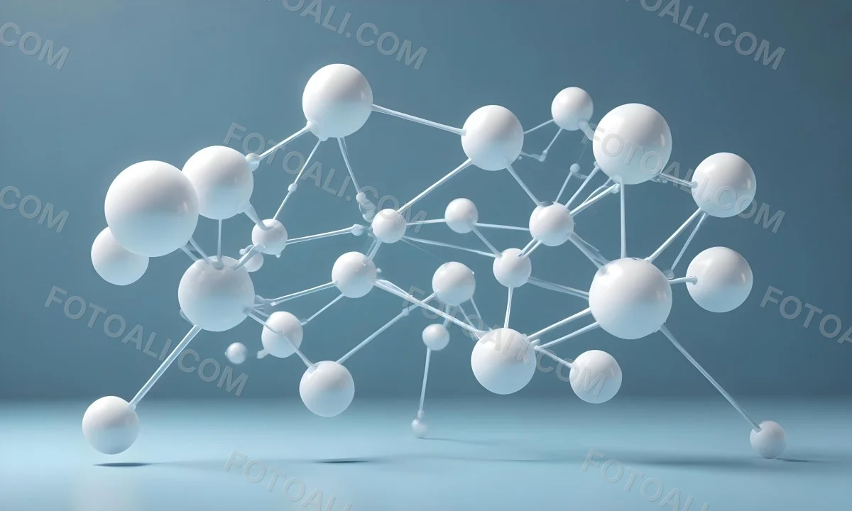 3d Model White Spheres Connected By Thin Rods Forming A Molecular Structure Soft Lighting Clean And Minimalist Design Scientific Visualization Abstract Representation Light Blue Background Figure Octane Render 7 0c8c